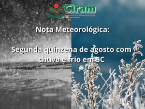 Read more about the article Segunda quinzena de agosto com chuva e frio em SC