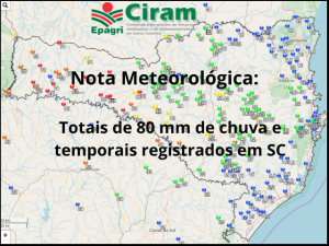 Read more about the article Totais de 80 mm de chuva e temporais registrados em SC