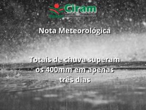 Read more about the article Totais de chuva superam os 400mm em apenas três dias