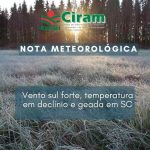 Vento sul forte, temperatura em declínio e geada em SC