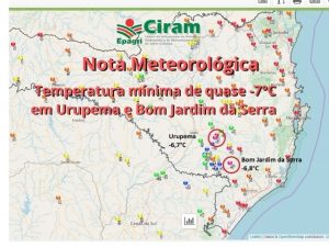 Leia mais sobre o artigo Temperatura mínima de quase -7°C em Bom Jardim da Serra e Urupema