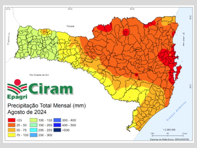 Leia mais sobre o artigo Agosto com chuva abaixo da média em SC