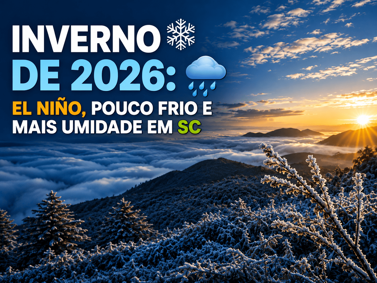 Leia mais sobre o artigo Inverno de 2026: El Niño, pouco frio e mais umidade em SC